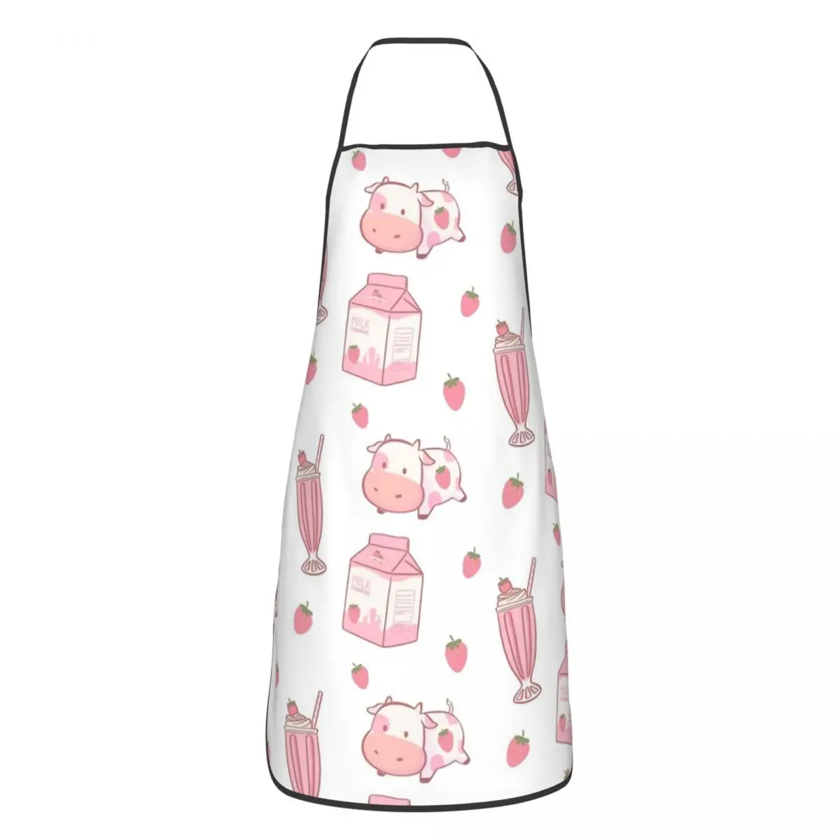 Funny Milk Cow Cooking Master Bib Aprons Men Women Unisex Kitchen Chef Strawberry Tablier Cuisine for Cooking Baking Gardening