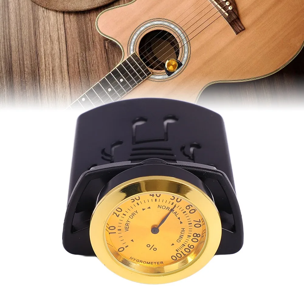 Polymer Housing Guitar Humidifier Hygrometer Mini Size Black And Gold Acoustic Guitar Humidifier Portable Design
