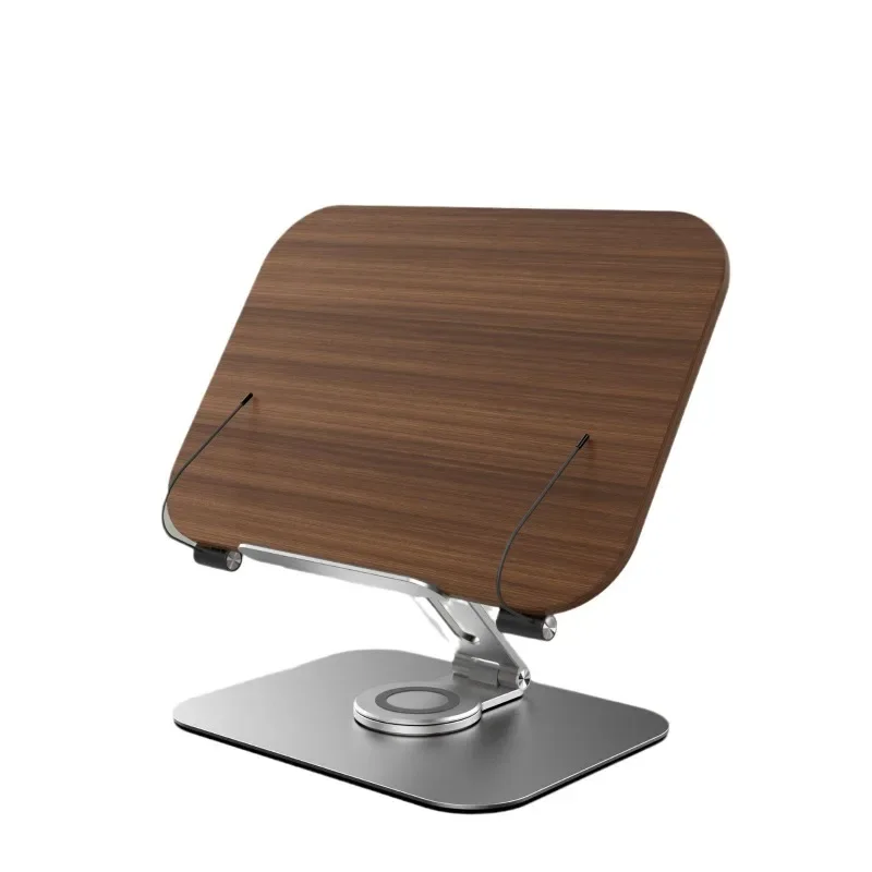 

Rotatable wooden reading bookshelf Lifting desktop tablet PC bracket Aluminum alloy reading bookshelf Wooden folding
