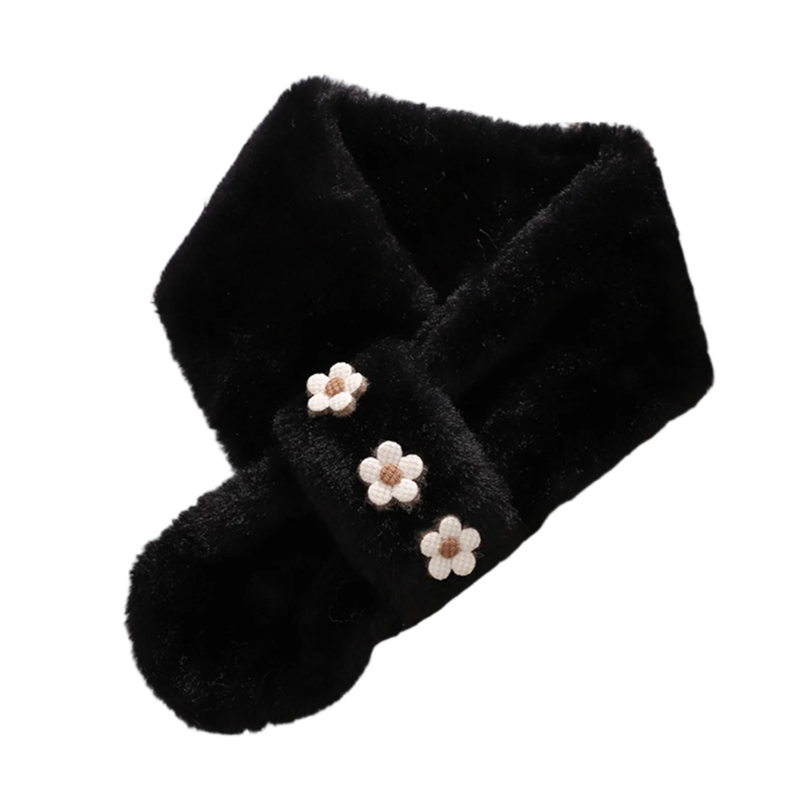 Koreański zimowy szalik z imitacji futra królika dla kobiet i dziewcząt, miękki pluszowy szalik, jednolity kolor, ocieplacz na szyję, ciepły szalik świąteczny.