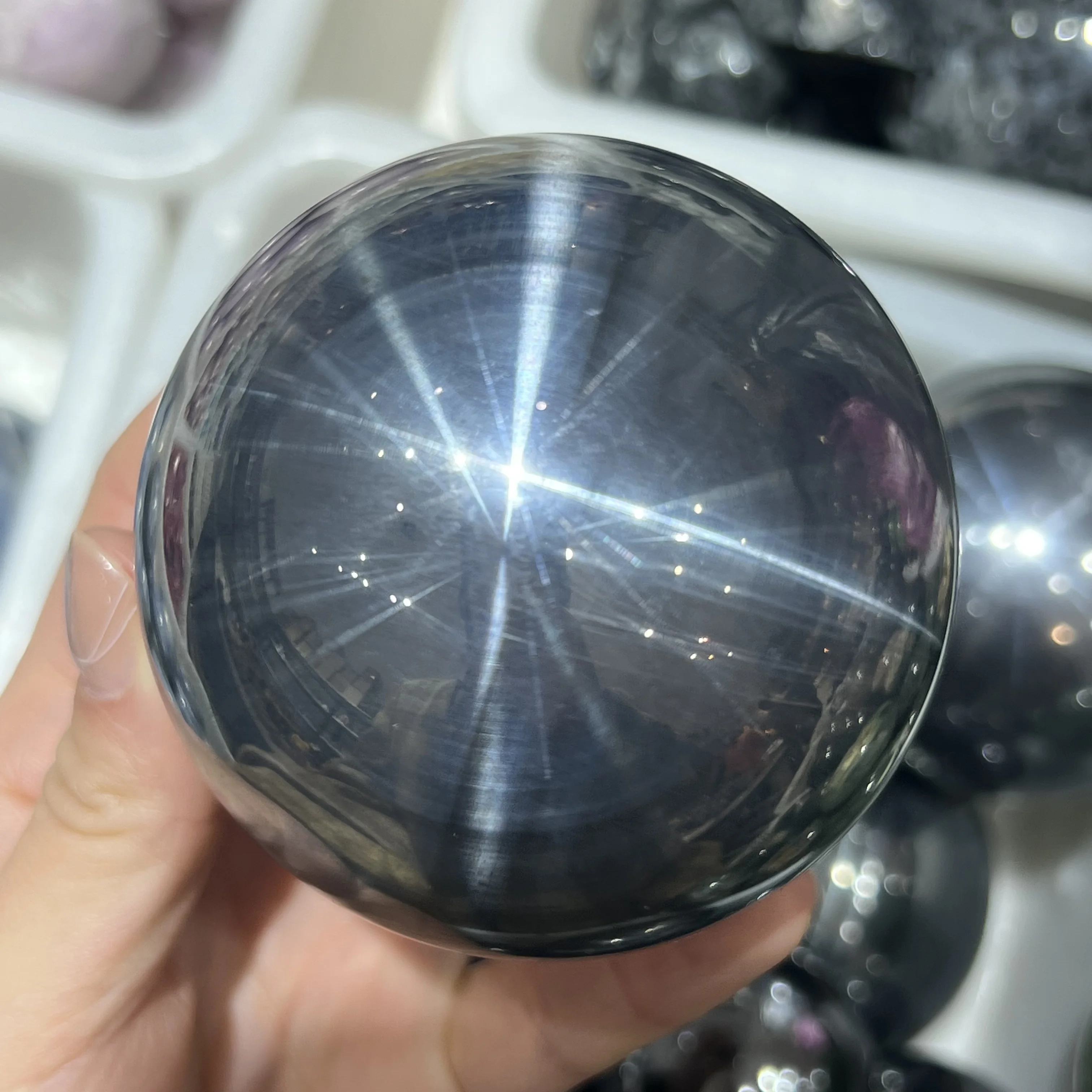 Natural Terahertz Sphere Crystal Ball High Vibration Energy Gemstone For FengShui Meditation Chakra Home Decor Gift Healing