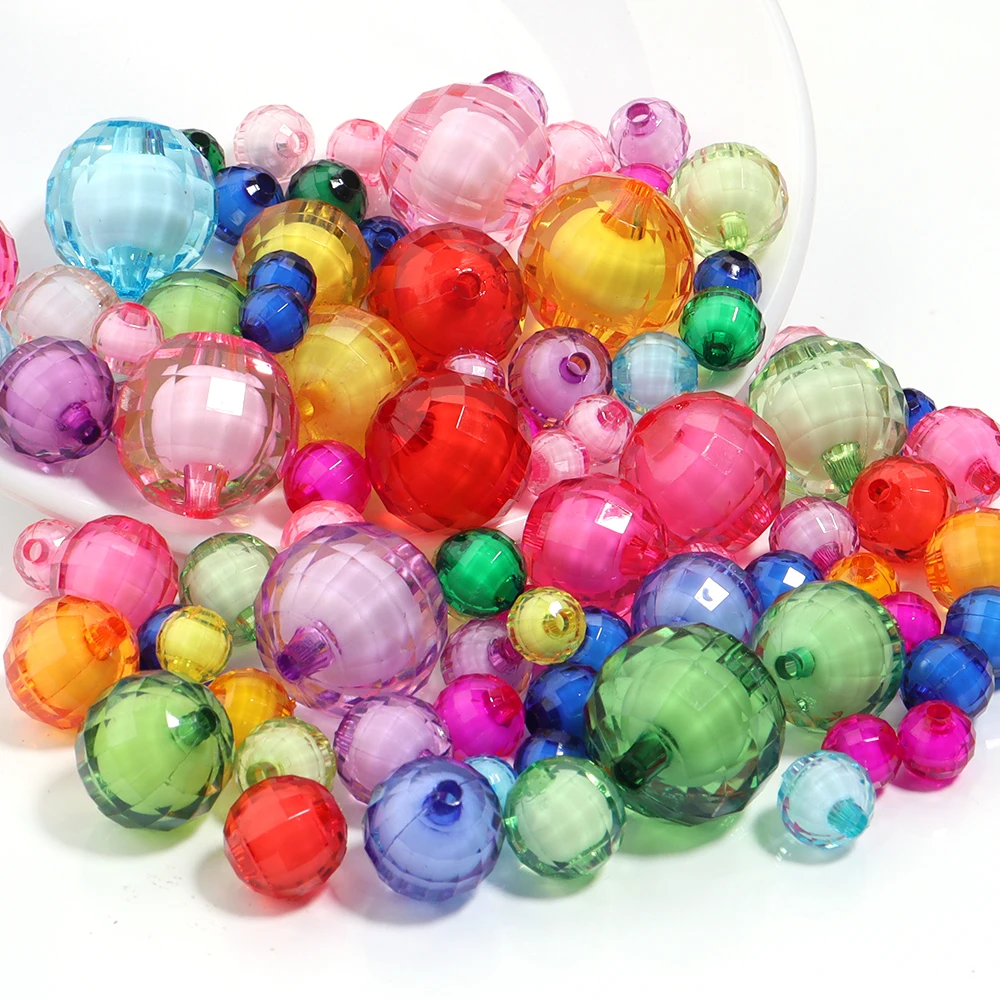 20-100pcs 8/10/12/14/16/18/20mm Faceted Acrylic Beads Loose Spacer Beads For Jewelry Making DIY Bracelet Necklace Accessories