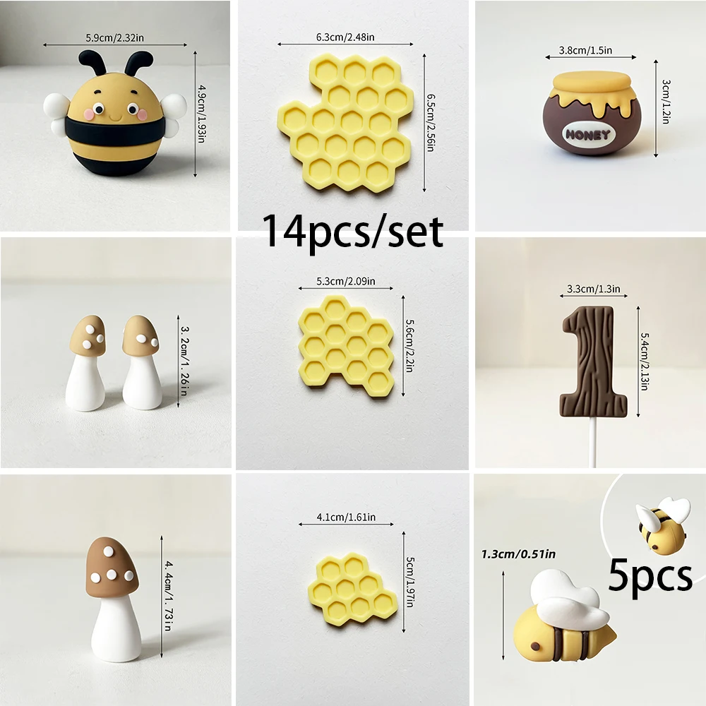 Niedliche Bienen-Themen-Kuchendekorationen: Waben-Holzmaserung-Zahlen-Deko für Babypartys, Kindergeburtstage und Backzubehör – Detail 4