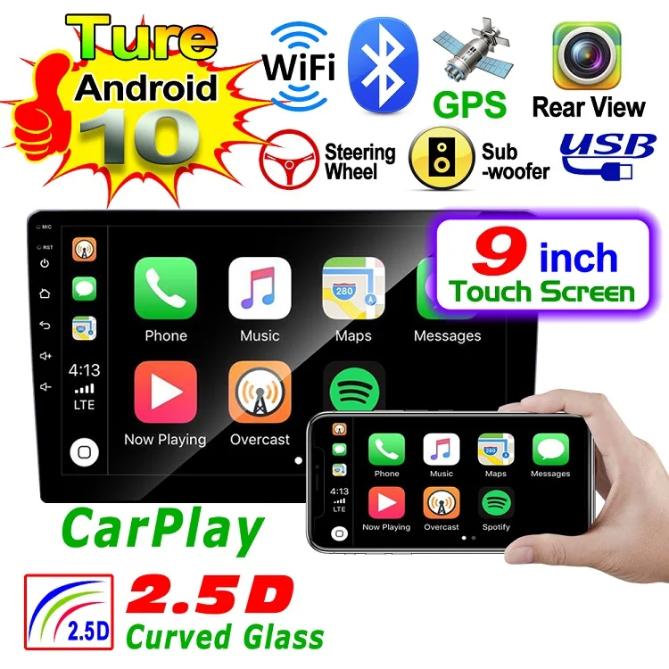 High Quality RAM 6GB ROM 128GB FM AM RDS BT 4G IPS Screen Android Auto Carplay 9 Inch Car GPS DVD Player