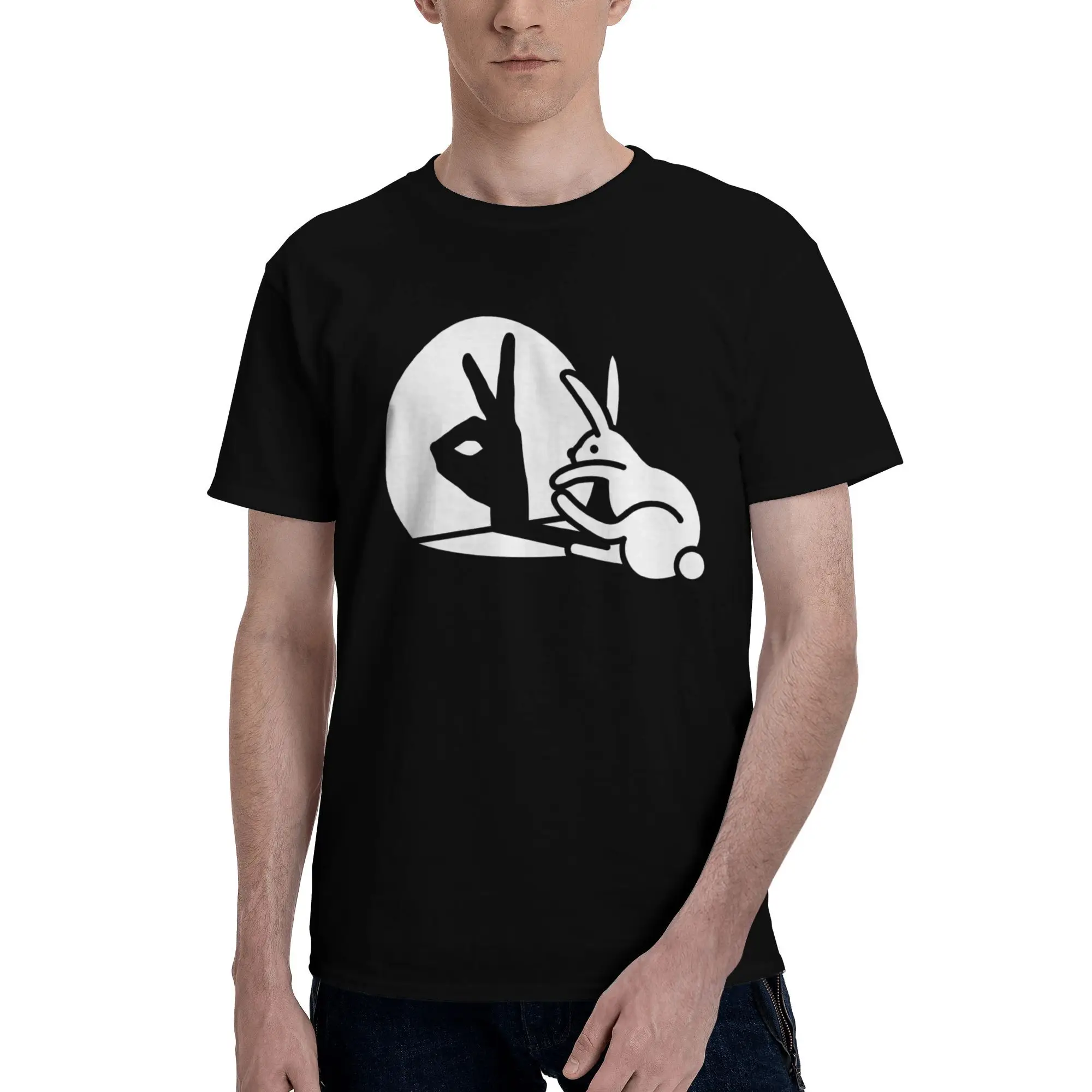 Funny Rabbit Animal Bunny Lover Shadow Play Pun Gift Men's Clothing Graphic Casual Tops y2k Prevailing 3D Printed Cotton T Shirt