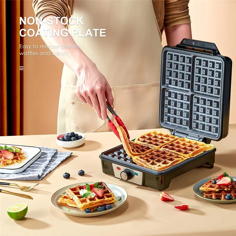 A19I-4-Slice Waffles Maker Compact Square Design Nonstick Iron Double-Sided Heating EU Plug