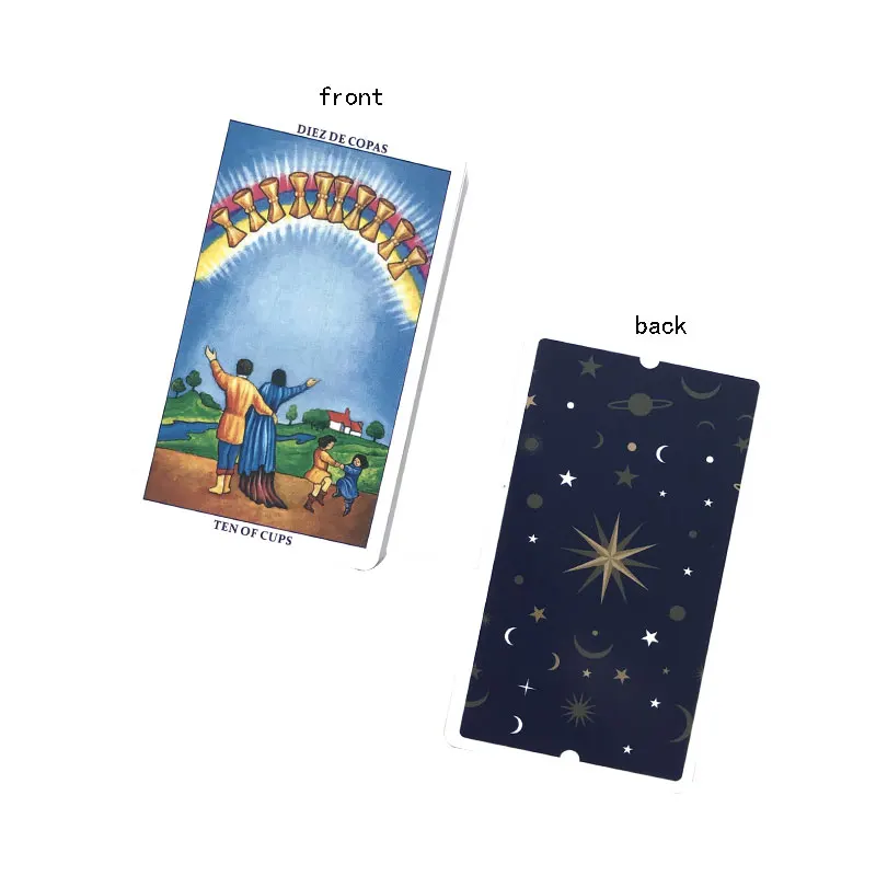 Spanish：Primary Beginner Tarot Oracle Tarot Card Fate Divination Prophecy Card Family Party Game Toy Tarot Brochure Guide