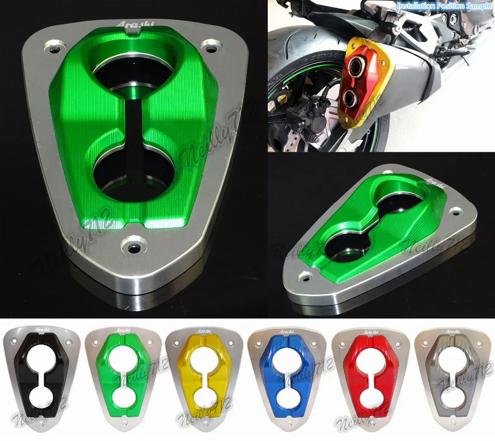 

waase Arashi CNC Aluminum Exhaust End Tip Cover Protector For Kawasaki Z800 ZR800 2013 2014 2015 2016 2017 2018 2019