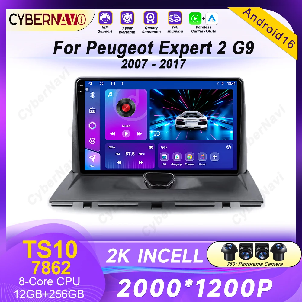 Android 16 Car Radio Carplay For Peugeot Expert 2 For Citroen Jumpy For Fiat Scudo For Toyota Proace 2007-2017 Navigation GPS BT
