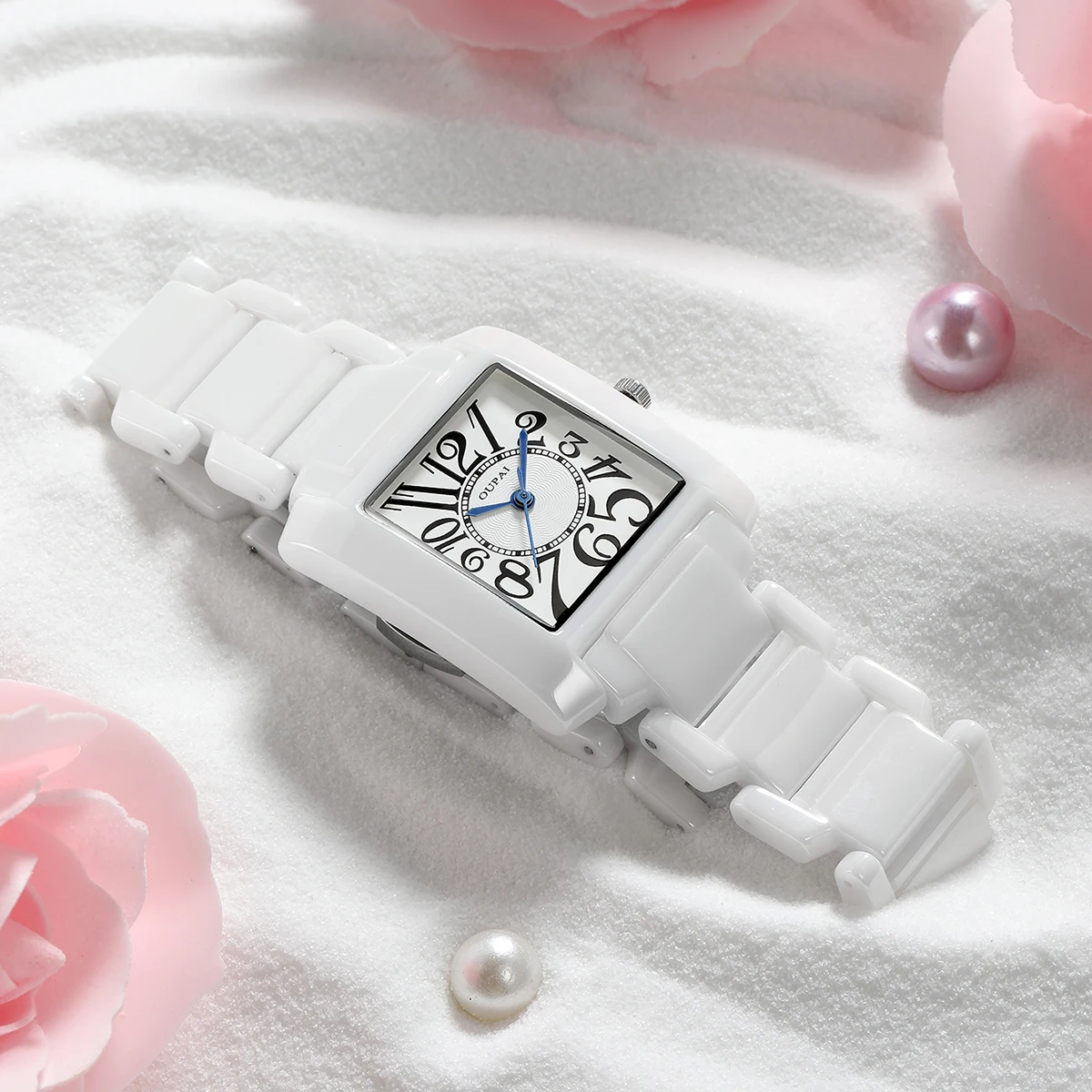 

Oupai прямоугольные часы женский браслет белые кварцевые модные и простые наручные часы изысканное платье водонепроницаемые