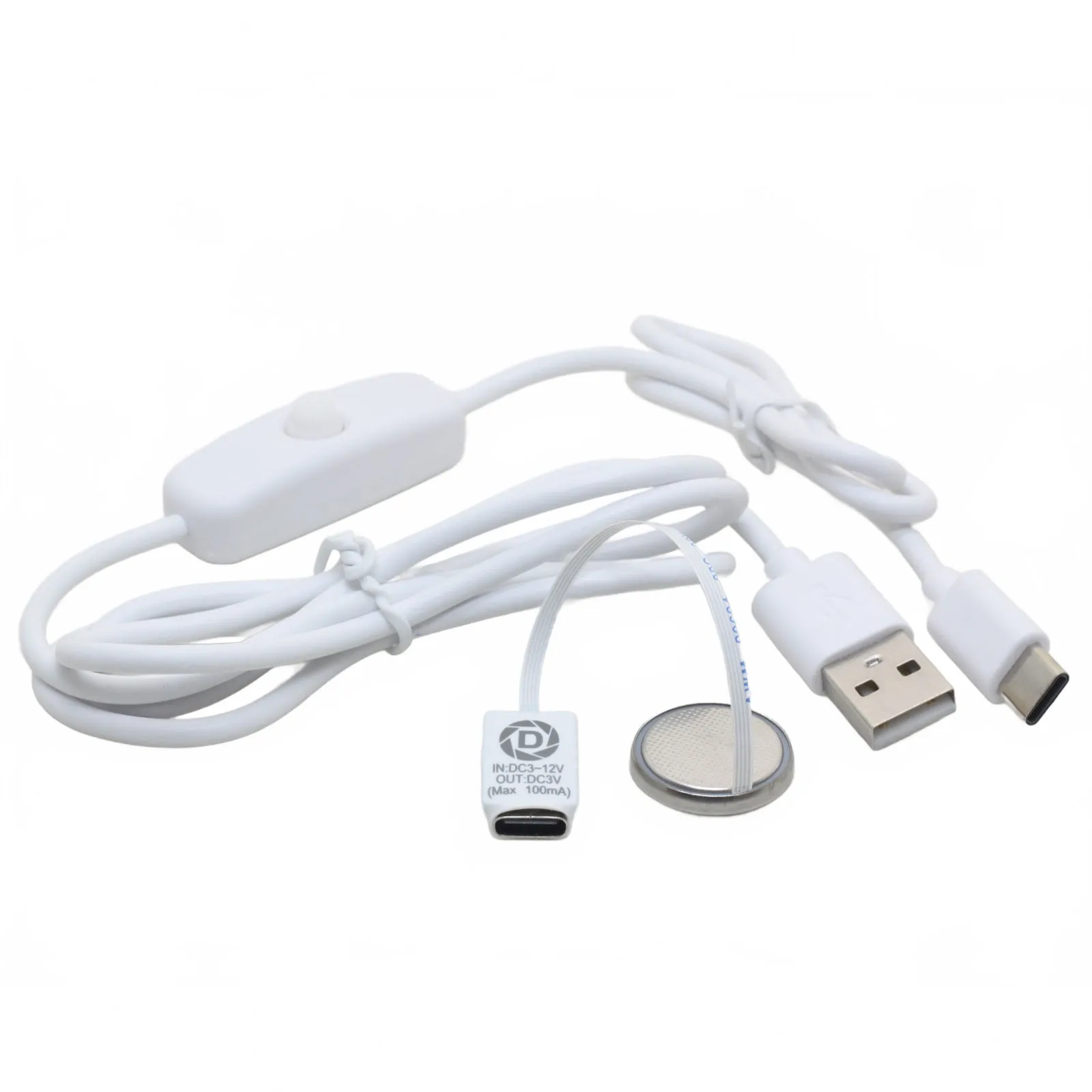 

USB TYPE-C to CR2032 Dummy Battery Adapter Thin FFC Cable USB Cable with ON/OFF