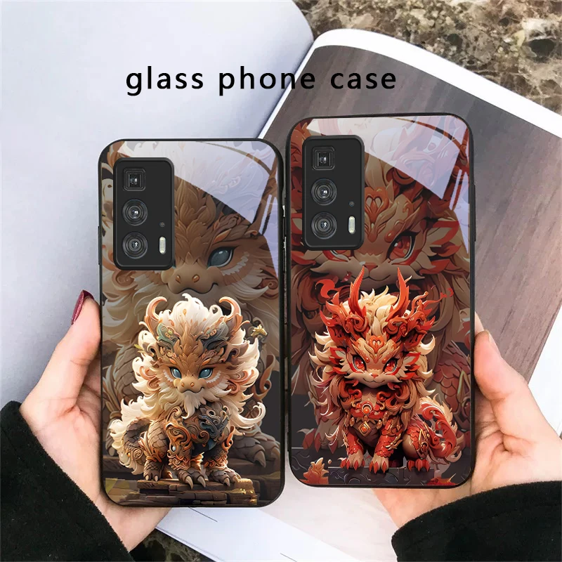 Kirin with flowing hair For Motorola Moto Edge 20 Lite 30 Pro 40 Neo 50 Ultra G45 G54 G55 G75 G84 G85 G Play 23 Glass Phone Case view 6