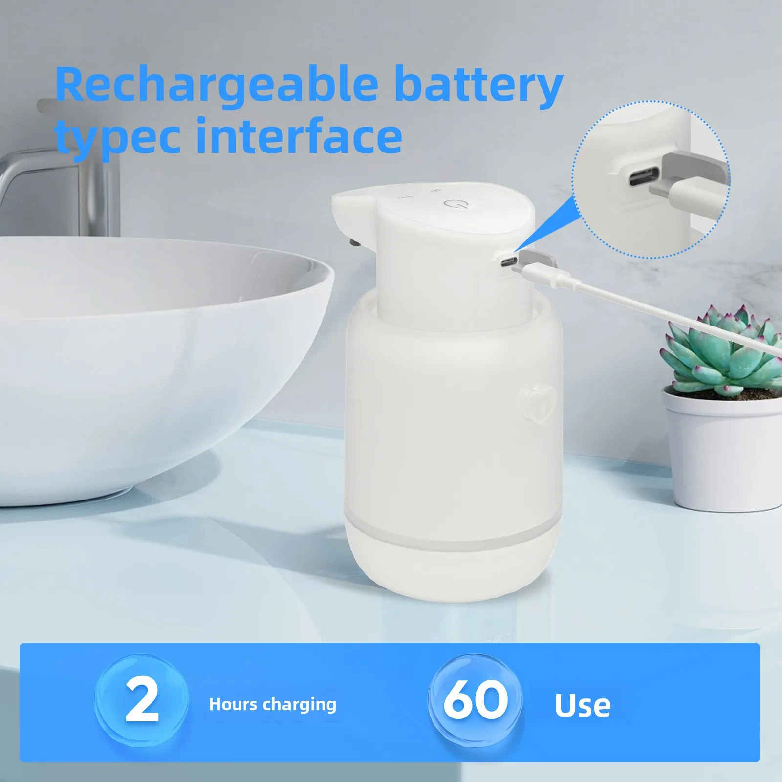 

Новый перезаряжаемый умный сенсорный дозатор мыла, дезинфицирующее средство для рук, бесконтактная пенящаяся машина