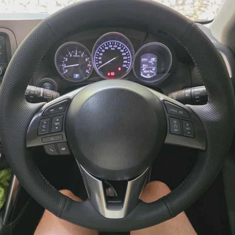 

CX5 Atenza 2014 New Mazda 3 CX-3 2016 Hand Sewing Microfiber Leather Car Accessories Car Steering Wheel Cover For Mazda CX-5