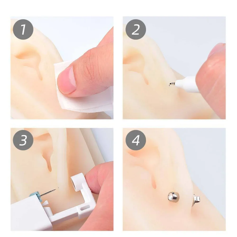 1PC disposable sterile ear gun, ear piercer, stainless steel stud earrings, self-piercing earrings, titanium steel ear piercer