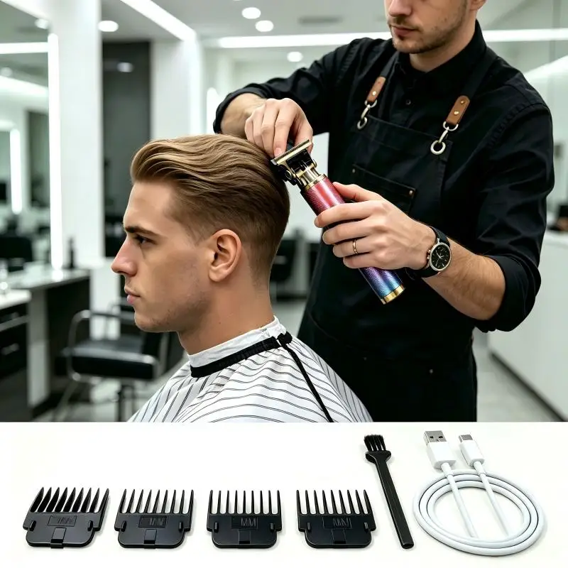 4 Color Vintage T9 Hair Outline Trimmer Hair Clipper USB Charging Precision Shaver With Limit Combs For Barbershop Hair Styling