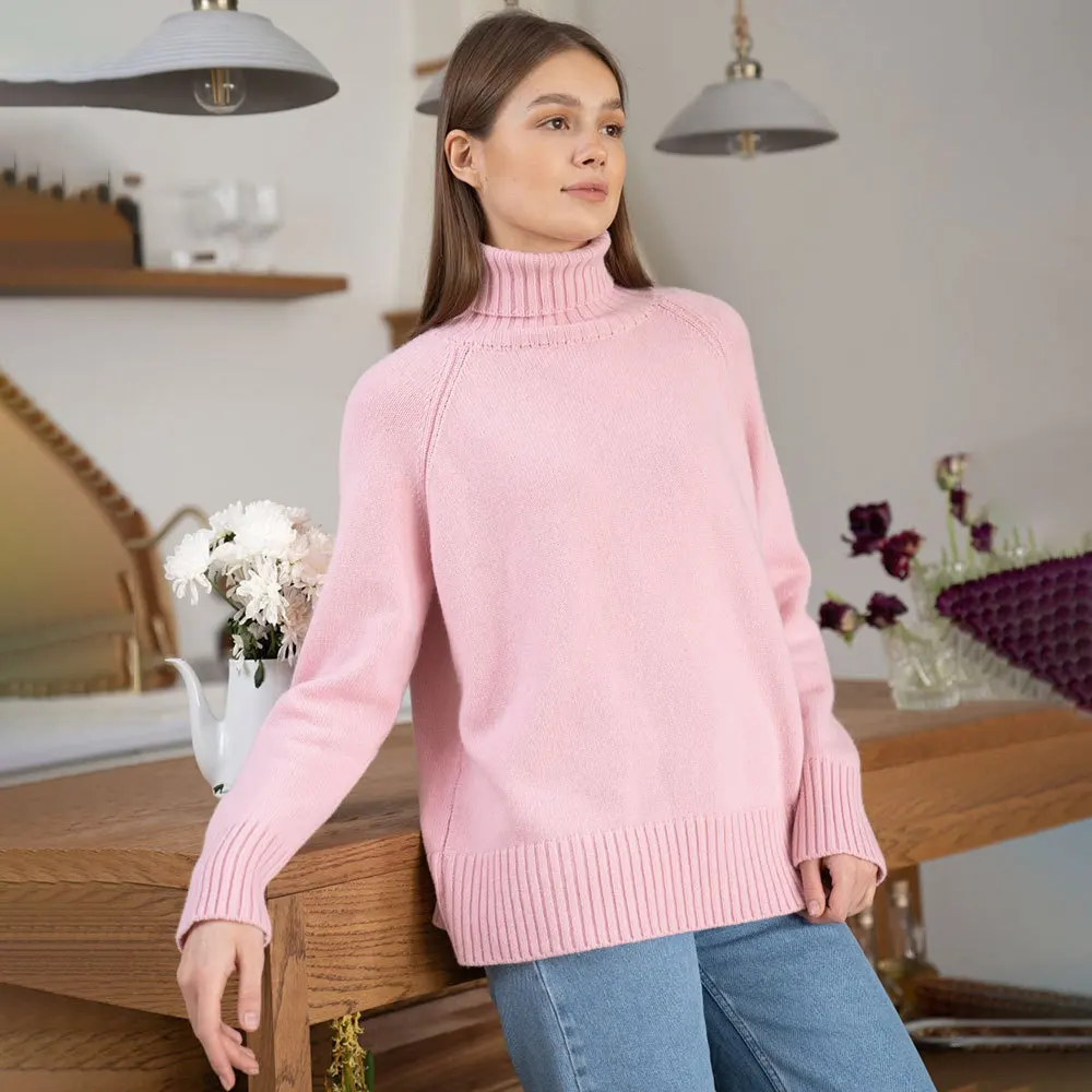 

Женский свитер с высоким воротом, осень-зима 2021, европейский стиль, элегантный пригородный дизайн с рукавами реглан