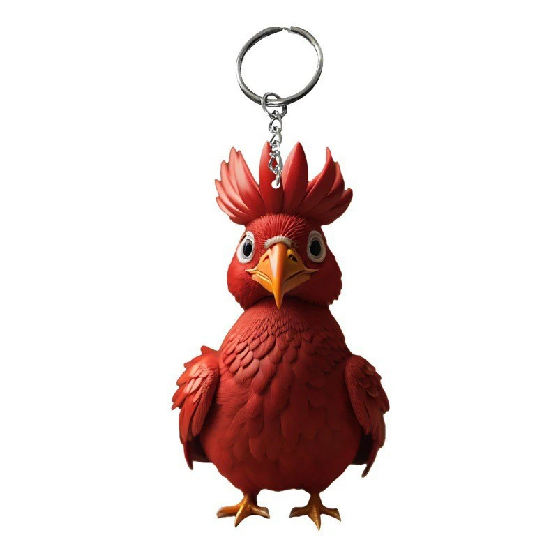 Creative Animal Chicken Rooster Series Pendant Acrylic Keychain For Christmas Tree Decoration Car Key Ring Cock Key Holder