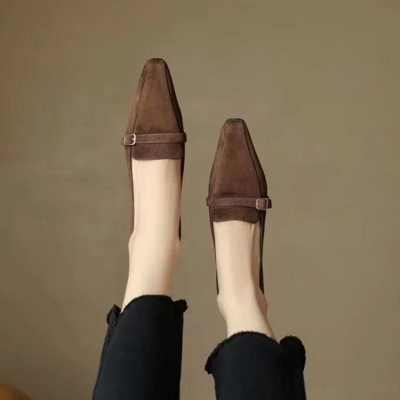 

Square Toe Heels 2026 New French Scrub Commuter Versatile Shallow Single Shoes Comfortable and Versatile