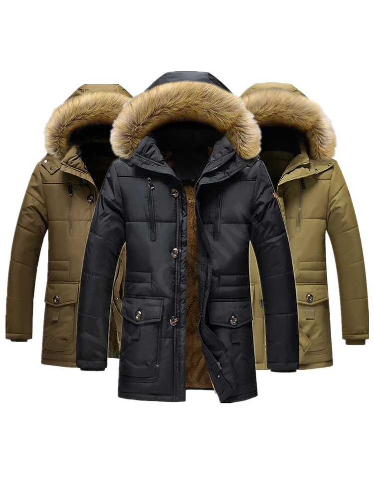 2022 Large Size Thick Warm Winter Parka Men Fleece Hooded Men Winter Jacket Coat Military Cargo Jackets Male Oversize 6XL 7XL