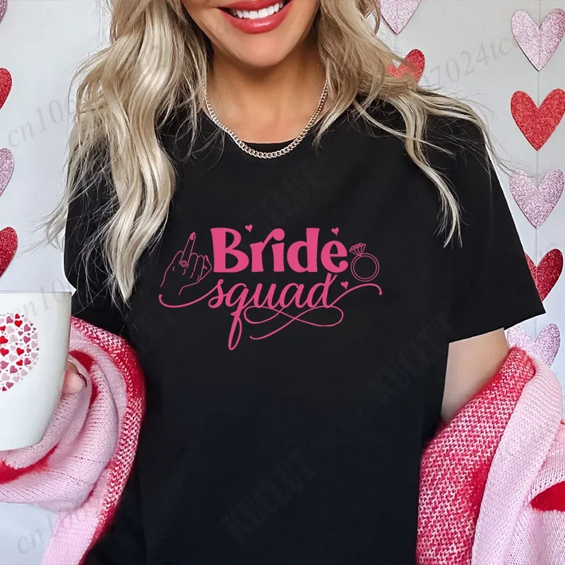 Bridal Shower Party Shirt, Team Bride Squad Tribe Bridesmaid Tops for Bachelorette, Bride To Be Wedding Fashion Tees for Women