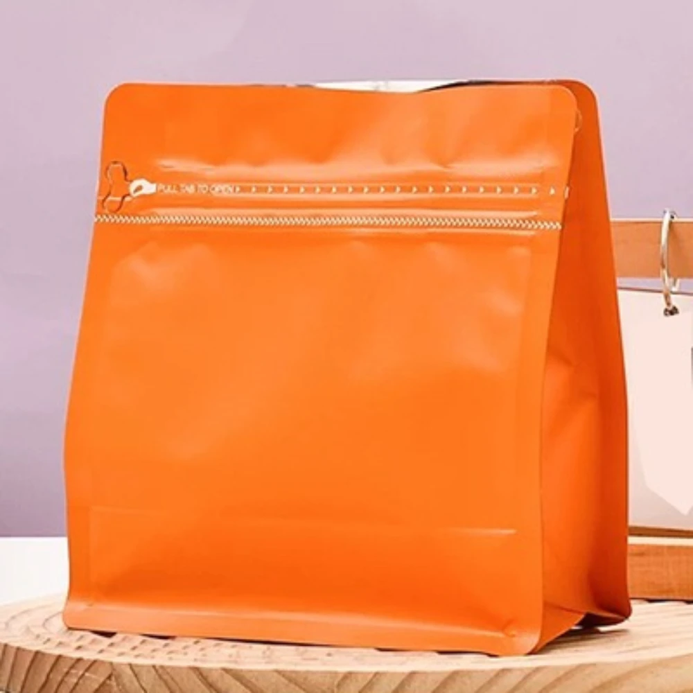 50pcs Durable Zipper Orange Pink Coffee Bean Nut Powder Tea Self-Sealing Aluminum Foil Food Packaging Bag with Valve Zipper