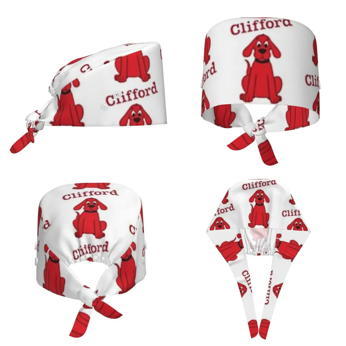 Clifford The Big Red Dog Scrub Hat Doctor Working Surgical Cap Men Women Adjustable Nursing Caps for Dentist - view 2