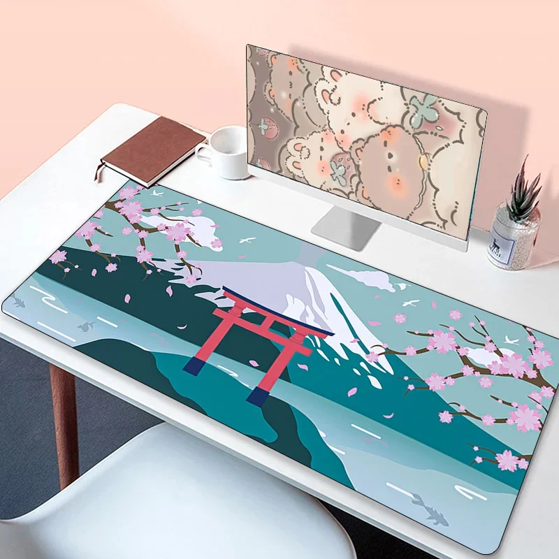 Extended Pad Japan Sakura Mount Fuji Pc Gaming Accessories Non-slip Mat Mouse Gamer Deskmat Mausepad Mousepad Mats Keyboard Pads