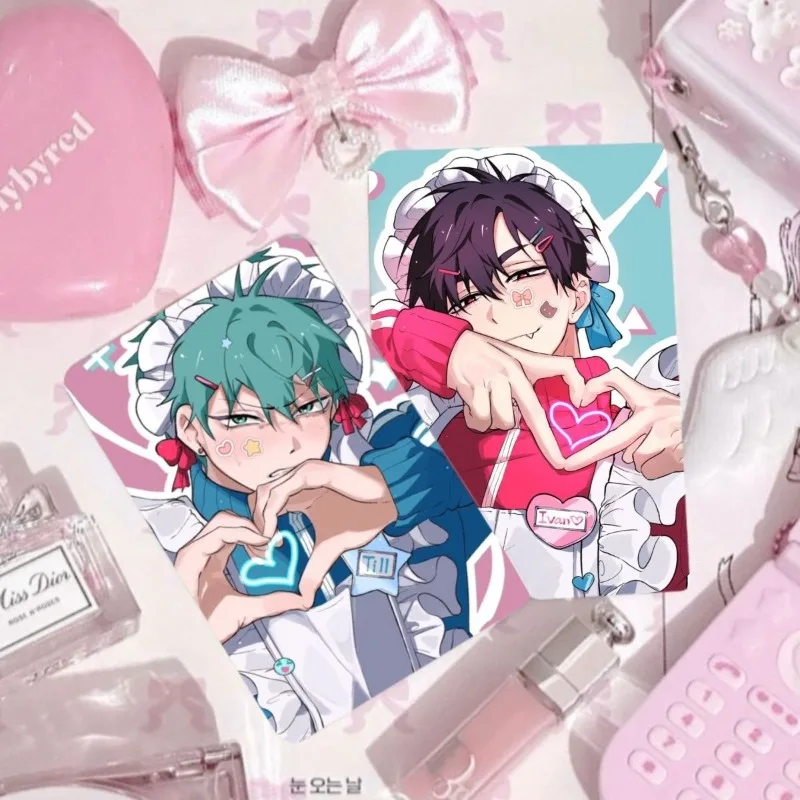 2Pcs/Set 2025 Maid Dress Up Alien Stage TV Anime Card Ivan Till Cosplay Rounded Corners LOMO Card Postcard Christmas Gift