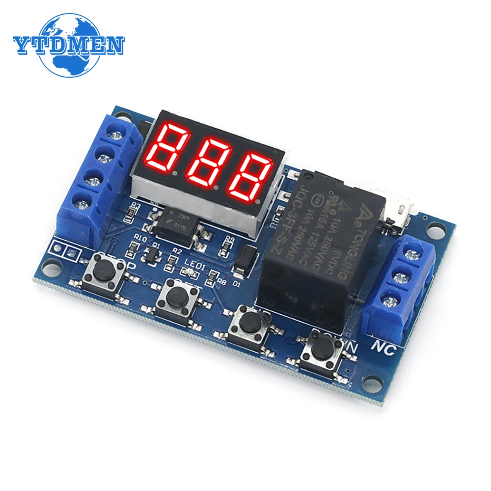 1PCS DC 6-30V Support Micro USB 5V LED Display Automation Cycle Delay Timer Switch Off Delay Time Relay Module 6V 9V 12V 24V