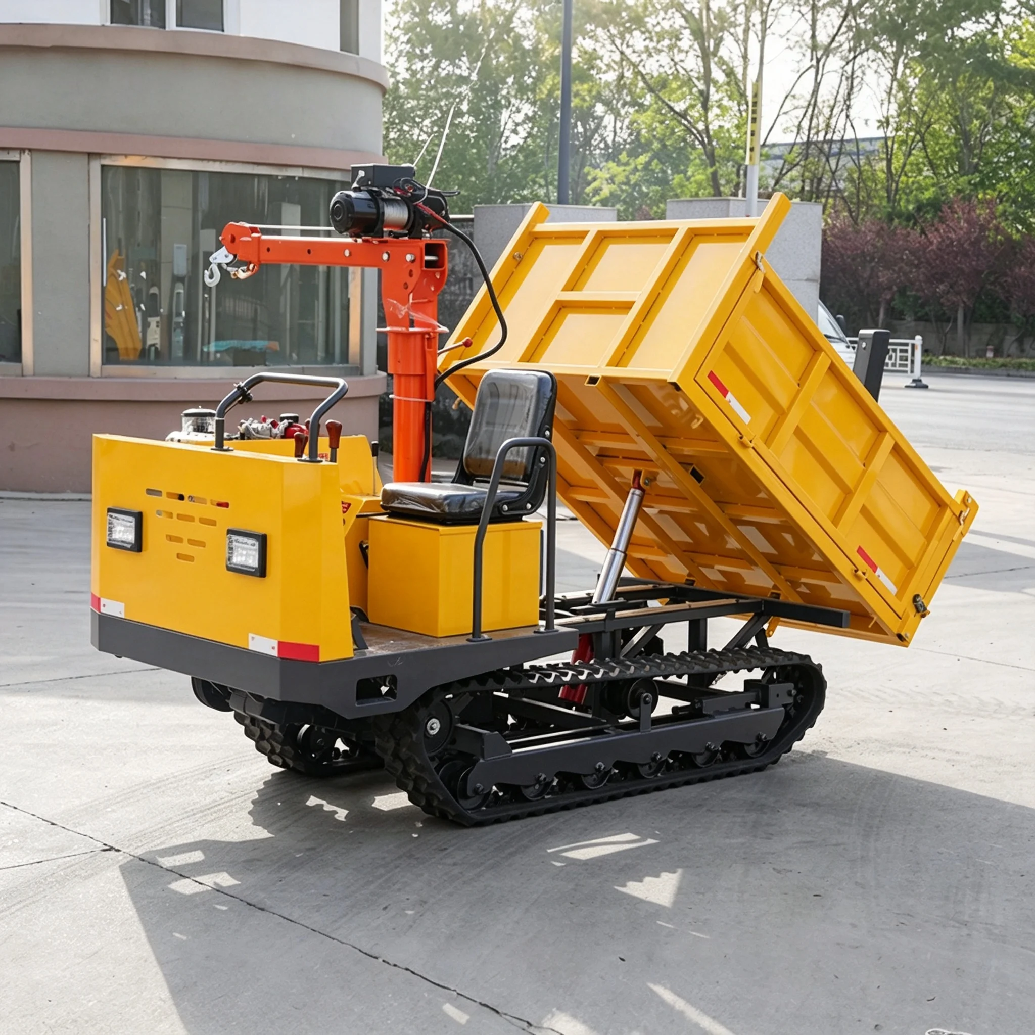 Customized Tracked Carrier 2 Ton with Hydraulic Crane Crawler Transporter Lifting Equipment Heavy Duty Rubber Track CE