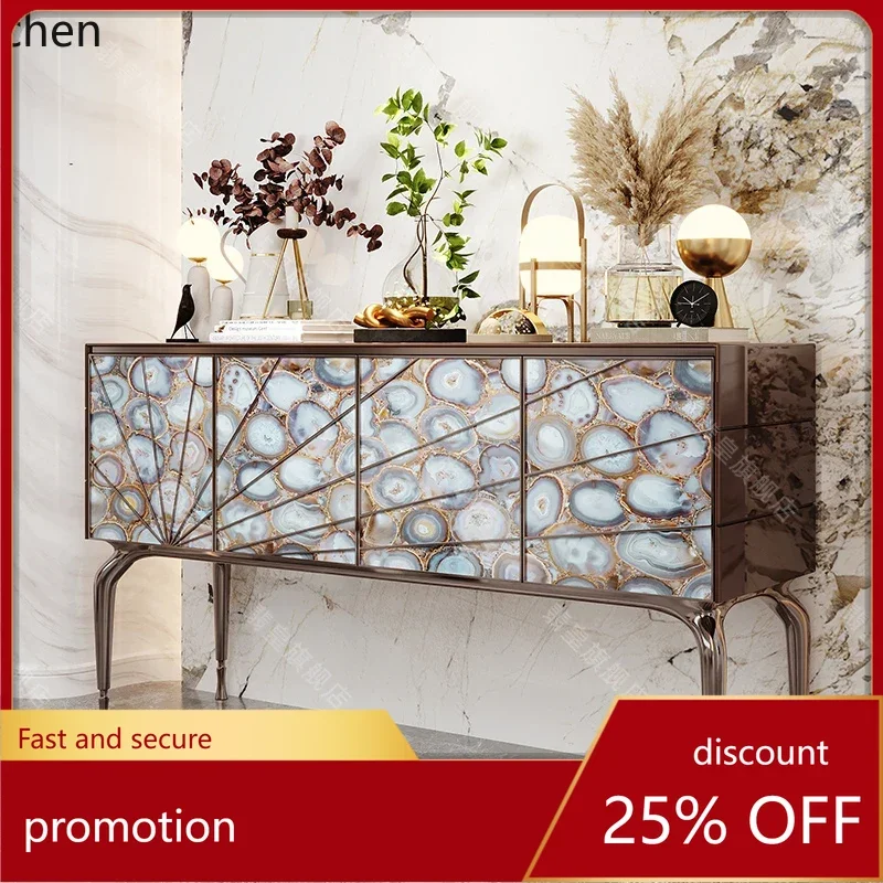 PYH Home entrance cabinet, high-end Amazon green luxury stone art decoration, high-end marble dining side cabinet