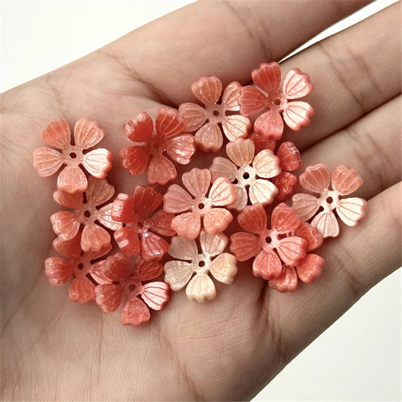 10Pcs/Lot New Acetic Acid Acrylic16MM Flower Leaves Beads Petals Charm Connectors Diy Earrings Jewelry Making Resin Accessories