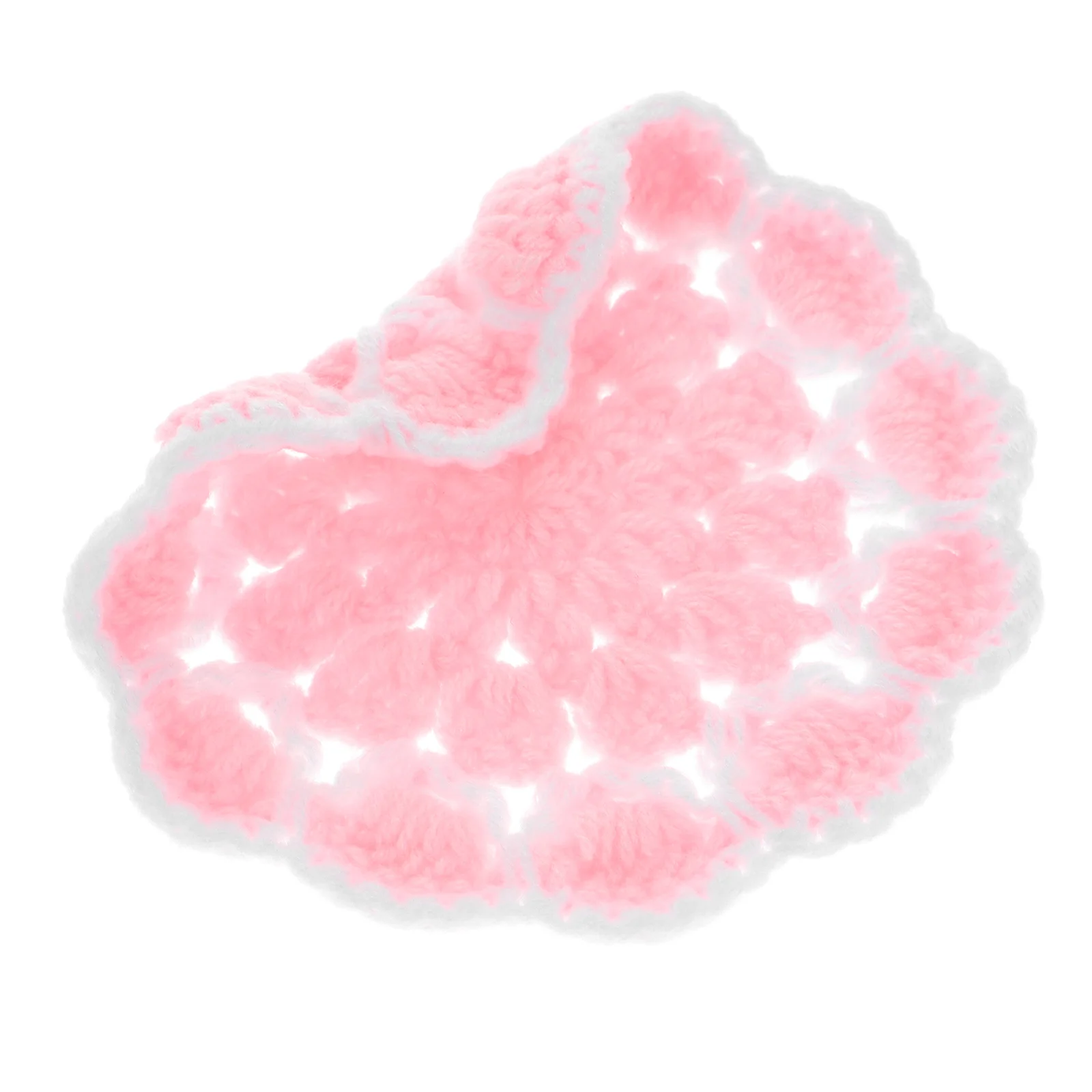 Twill Co84Cowijk Floral Flower Pink for Desk, Rustic Cute Crochet Polymers Table