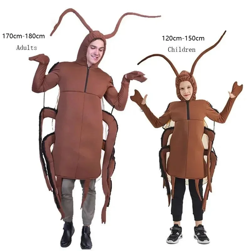 

Halloween Cosplay Comedy Costumes For Adults And Children's Parties Cockroach Jumpsuit Unisex Funny Outfit Party Props 2024