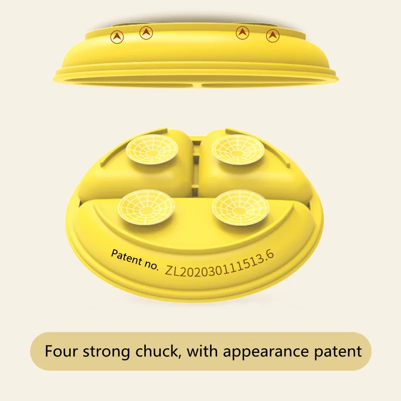 Assiette ร manger en silicone pour bรฉbรฉ, assiette pour enfants, bol ร ventouse, solide, mignon, polaire, visage, plats pour enfants, tout-petit,