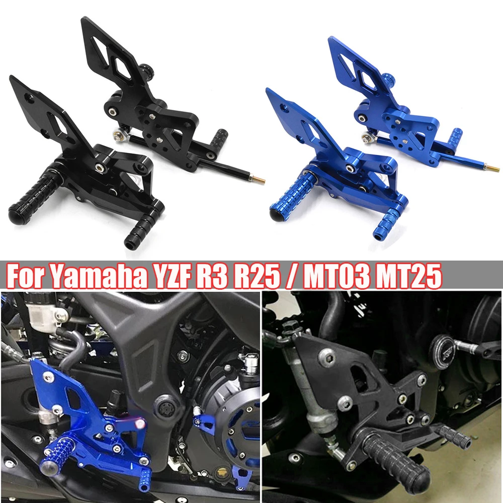 

CNC Aluminum Rearsets Rear Set Footrest Foot Pegs Pedal For Yamaha YZF R3 R25 MT-03 MT03 MT-25 MT25 2015-2020