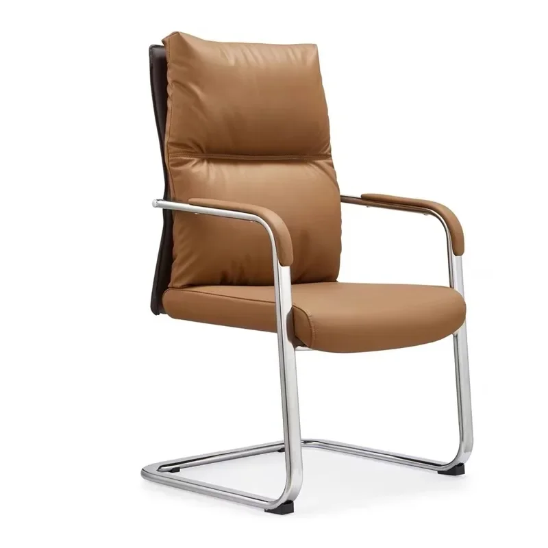 

Bow Shaped Steel Frame Backrest Seat Computer Desk Chair Executive Breathable Leather Chair with Adjustable High Back Furniture