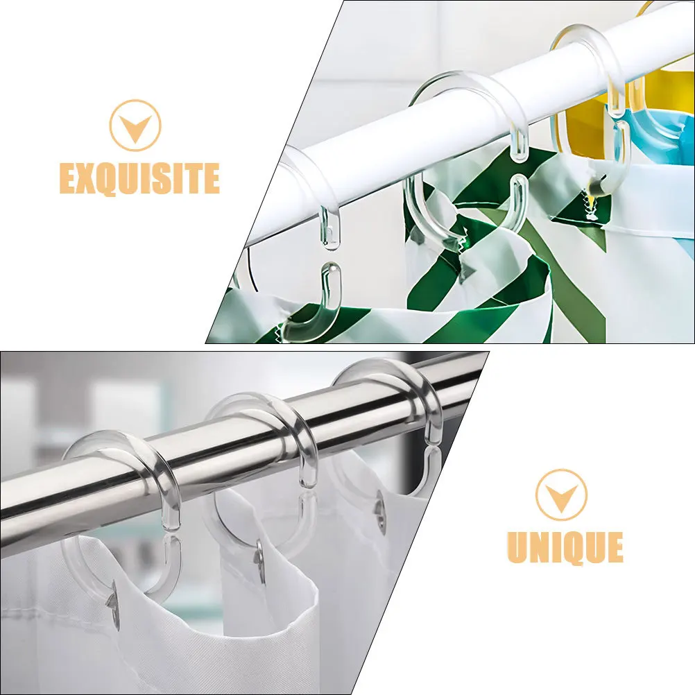

48Pcs Shower Curtain Rings Plastic C-Shaped Hooks Smooth Surface Easy Use for Bathroom Curtains Curtain Hooks
