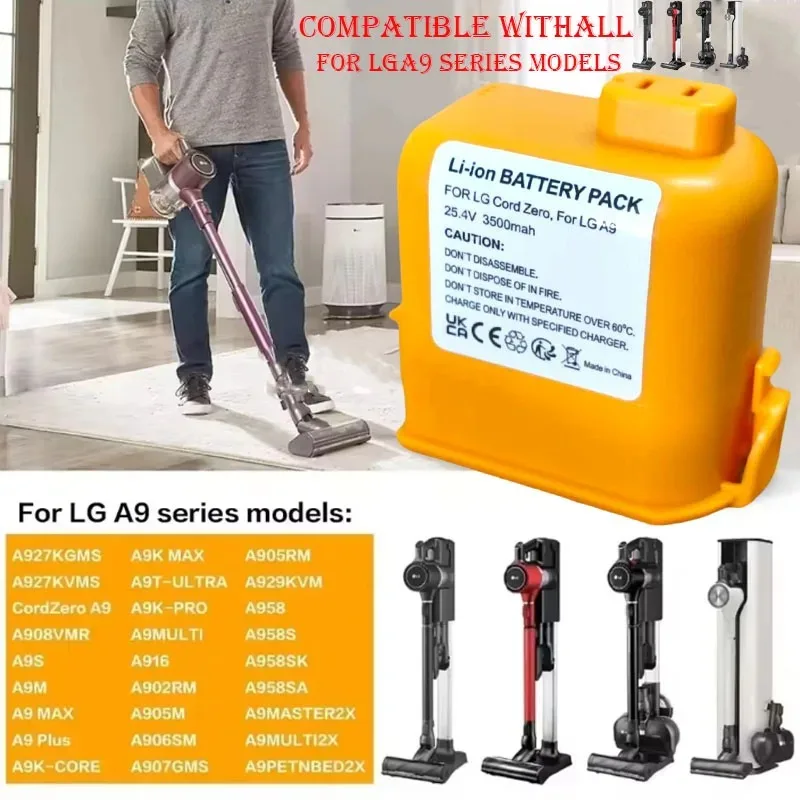 

Vacuum Cleaner Battery 2600-5000mAh EAC63758601 EAC63382201 EAV63382202 MEV65921201 EAV63382204 for LG Cord Zero A9,A9+,A9 Plus
