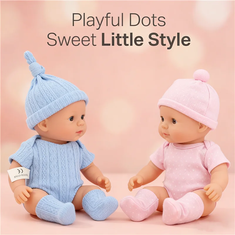 20cm 7インチ ミニリボーンドール服 衣装 かわいいベビー人形 幼児用Tバックロンパース パンツ ぬいぐるみ うさぎの靴下 帽子セット 服