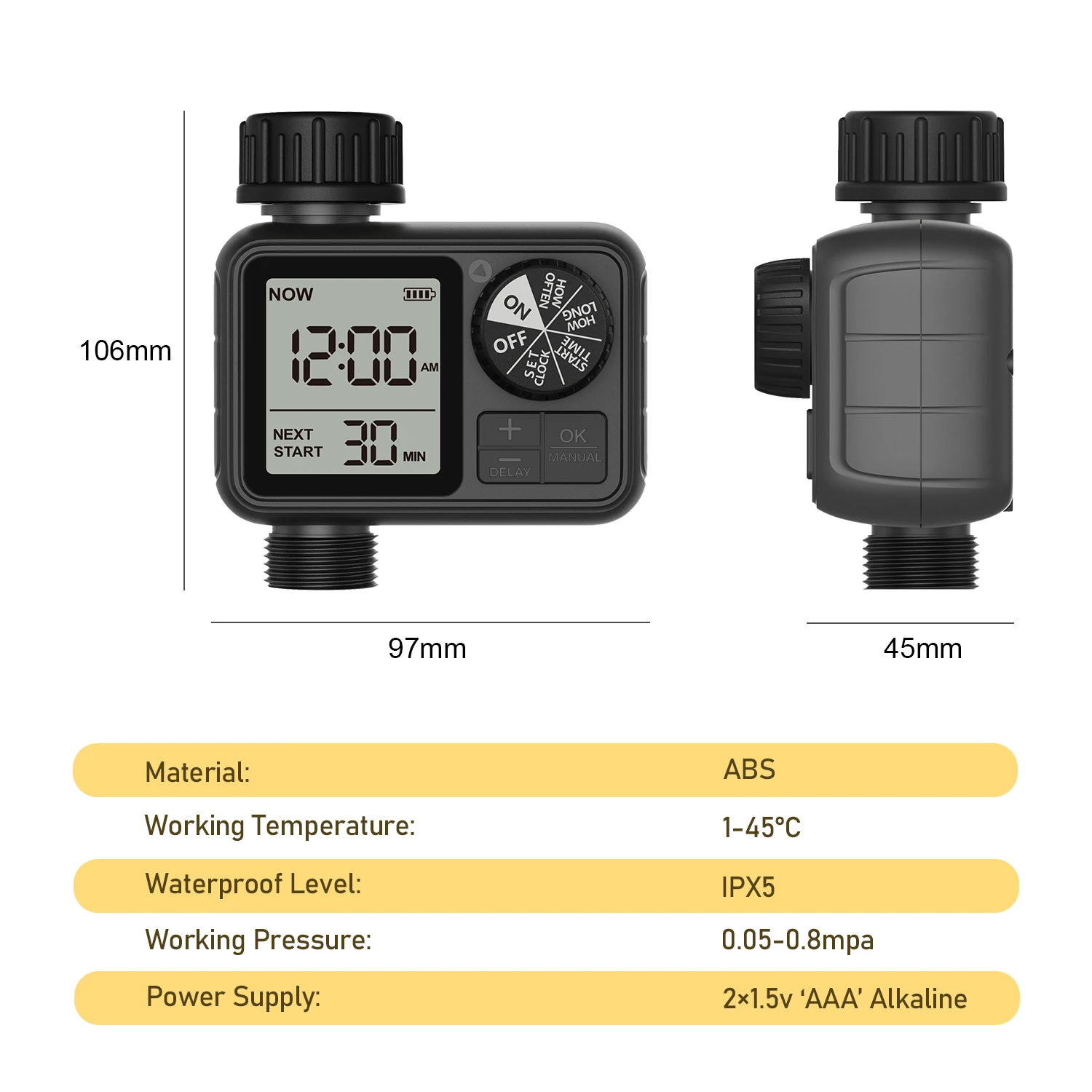 Eshico-sistema de riego automático M02, Dial inteligente y botón, temporizador de agua, hogar al aire libre, jardín, césped, invernadero,