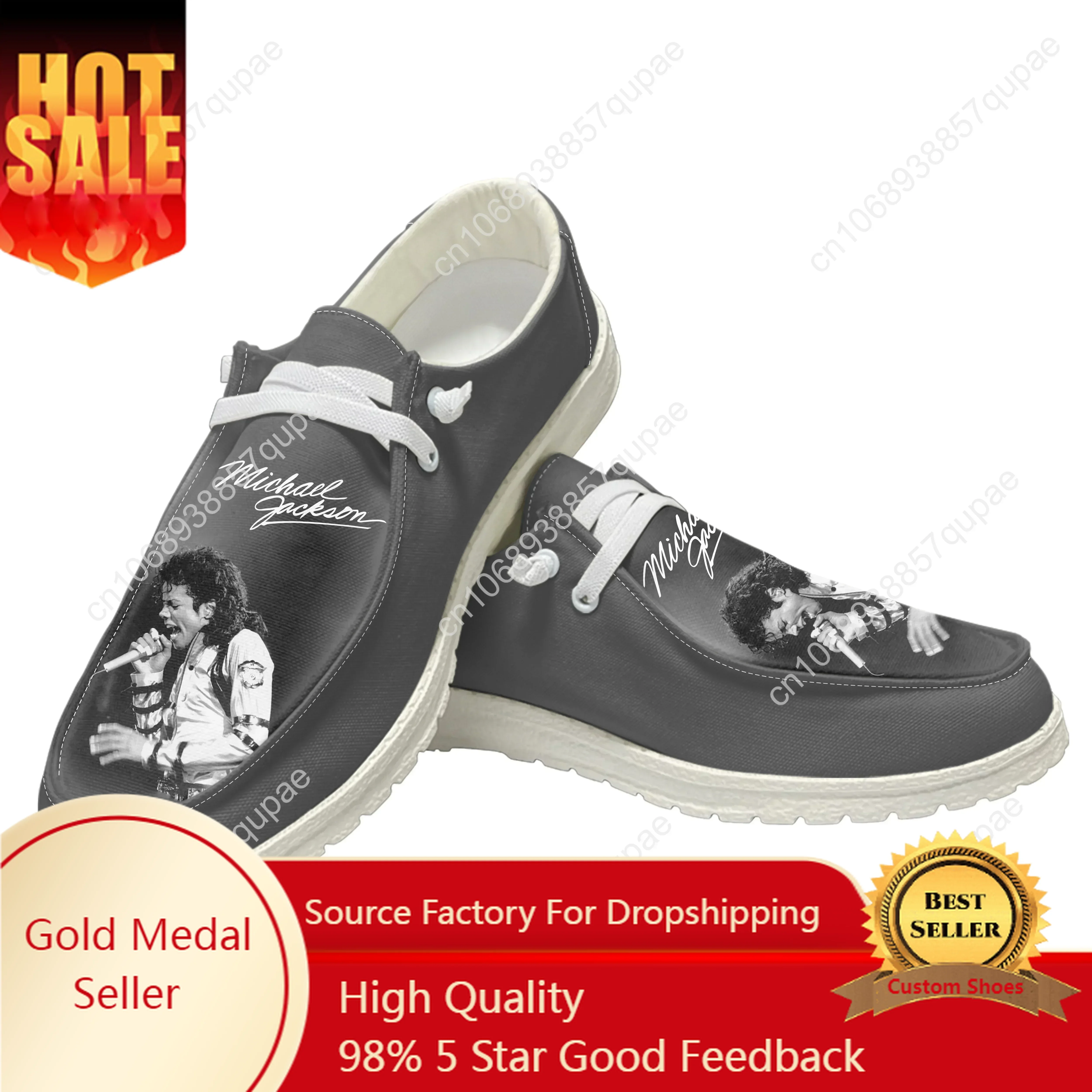 Michael Jackson Casual Shoes Flat Shoe Pop Singer Dancer Men Woman Breathable Casual Lightweight Footwear Custom Made Shoe