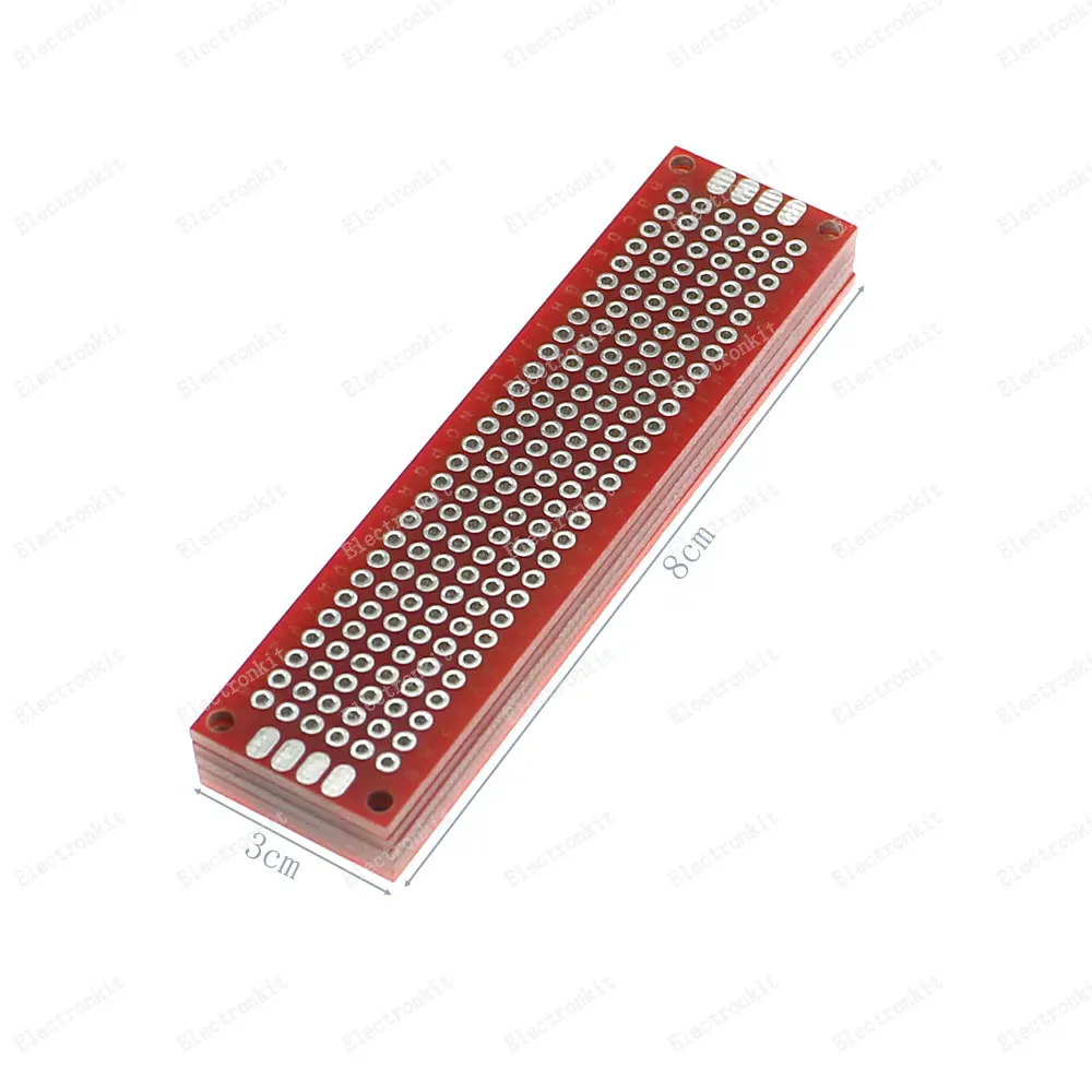 Imagem -04 - Protótipo Pcb Placa de Circuito Protoboard Universal Prototipagem Stripboard Veroboard 2x8 3x7 4x6 5x7 Pcs Cada Mix Vermelho 20 Peças Lote