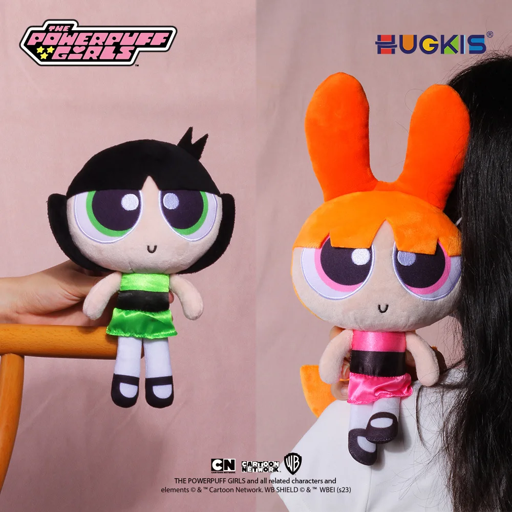 HUGKIS Original Classic The Powerpuff Girls Buttercup Bubbles Blossom Plüschtier 23cm/35cm, Niedliche Cartoon-Puppe Kawaii Peluche