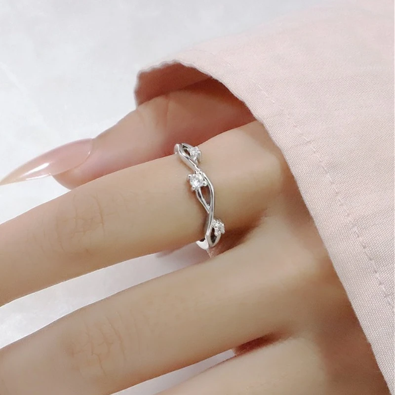 

925 Sterling Silver Geometric Zircon Hollow Cross Diamond Joint Proposal Ring for Women Fine Jewelry Minimalist Accessories