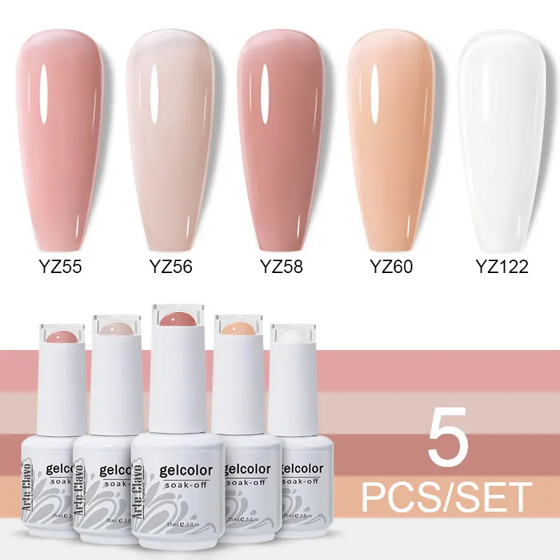 Arte Clavo Jelly Gel Nail Polish Semi-transparent Nude Pink Skin Color UV Soak Off Gel Varnish Jade Nail Art Gel