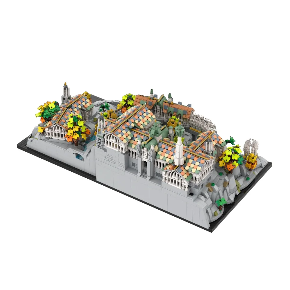 MOC Architettura Medievale Rivendelledss mini mestiere Building Blocks Scena di film Castello Modello Mattoni Giocattolo assemblato fai da te Regalo per bambini