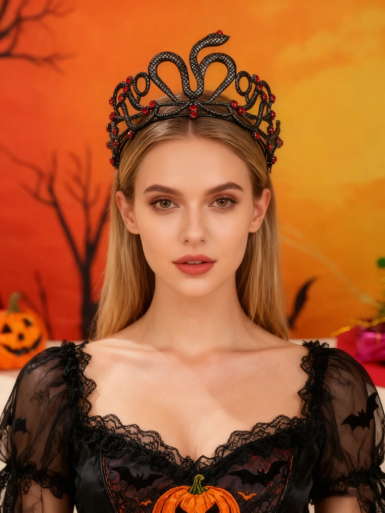 

Gothic Halloween Water Diamond Crown Headwear Dark Design Fashionable Popular Accessory for Europe