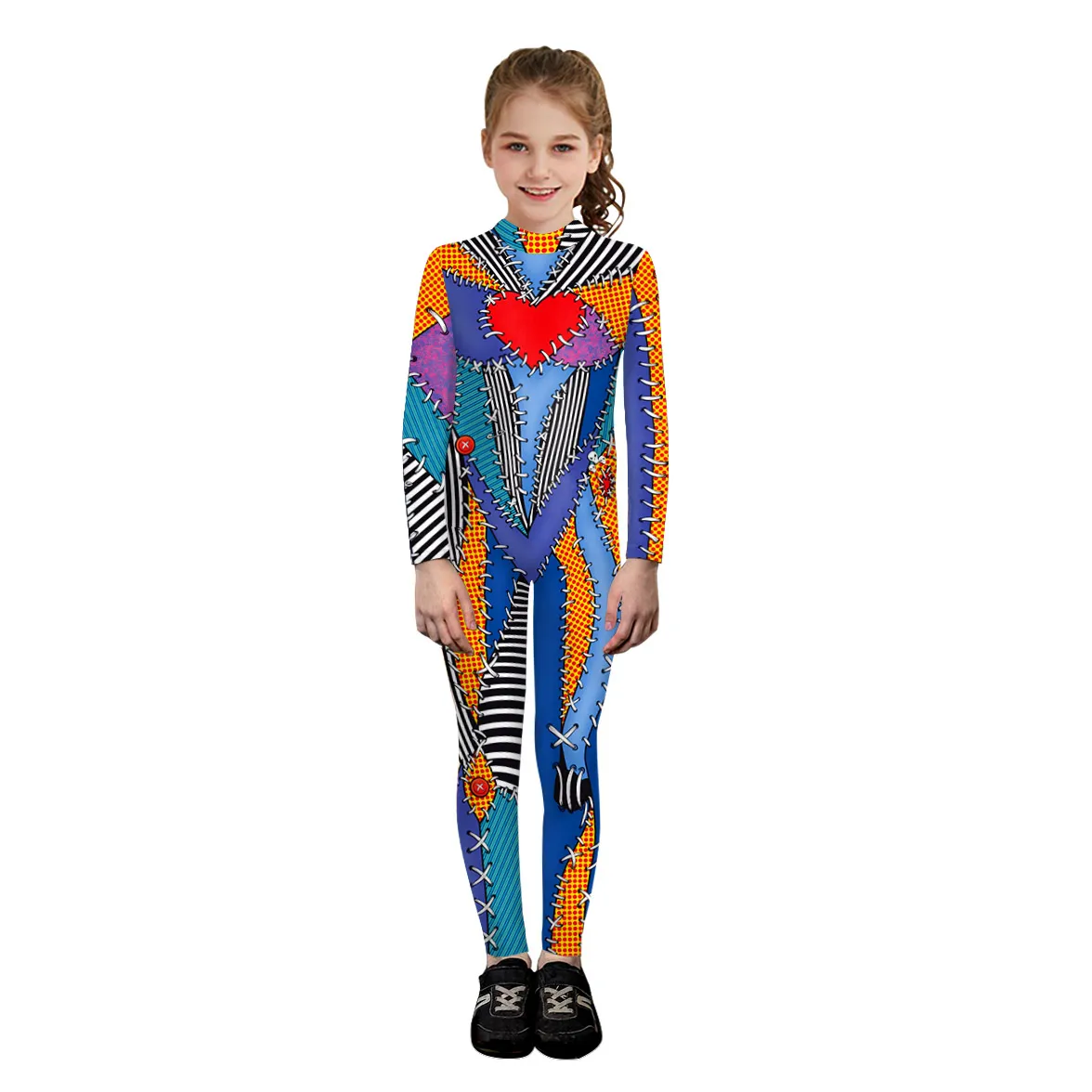 

Halloween Horror Children's One-piece Tight Fitting Clothing With Patchwork Patterns Girls' Horror Carnival Party Costumes